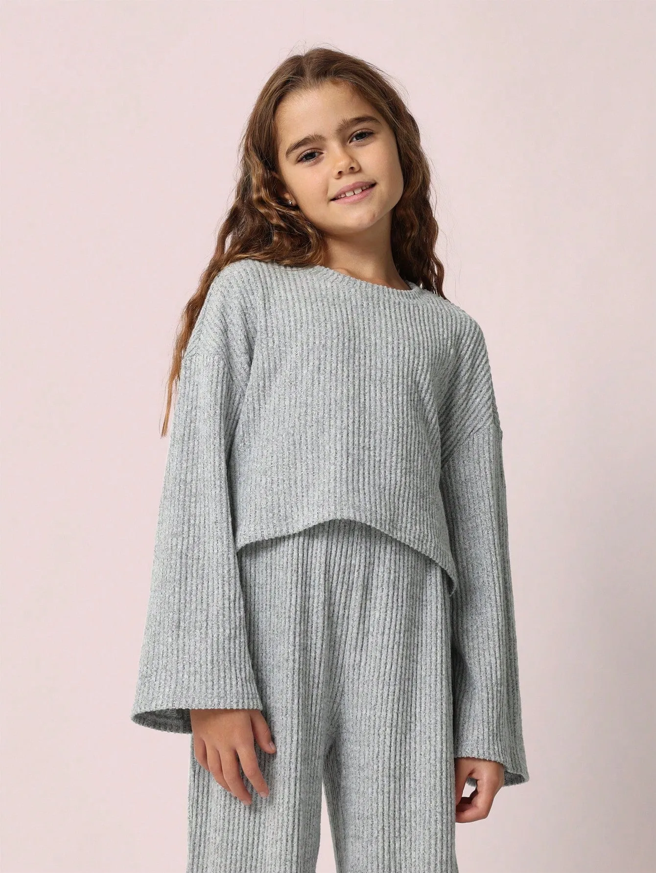 Tween Girls Cozy Rib Long Sleeve Shirt And Pant 2 Piece Set