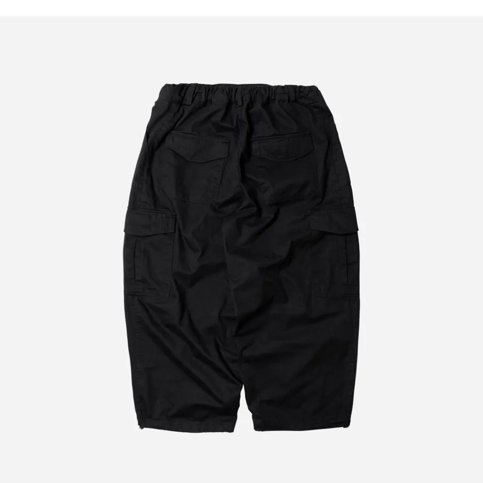 TWILL CARGO BALLOON PANTS - BLACK
