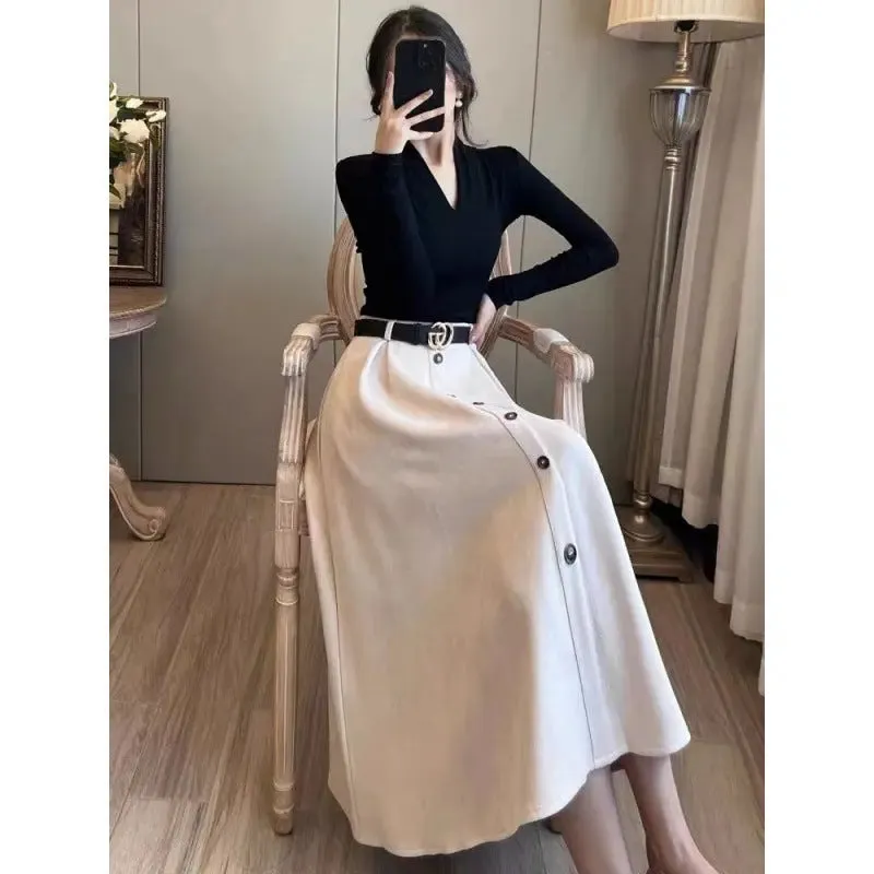 Two Pieces Suit Women's Base Velvet Slimming Dress Suit