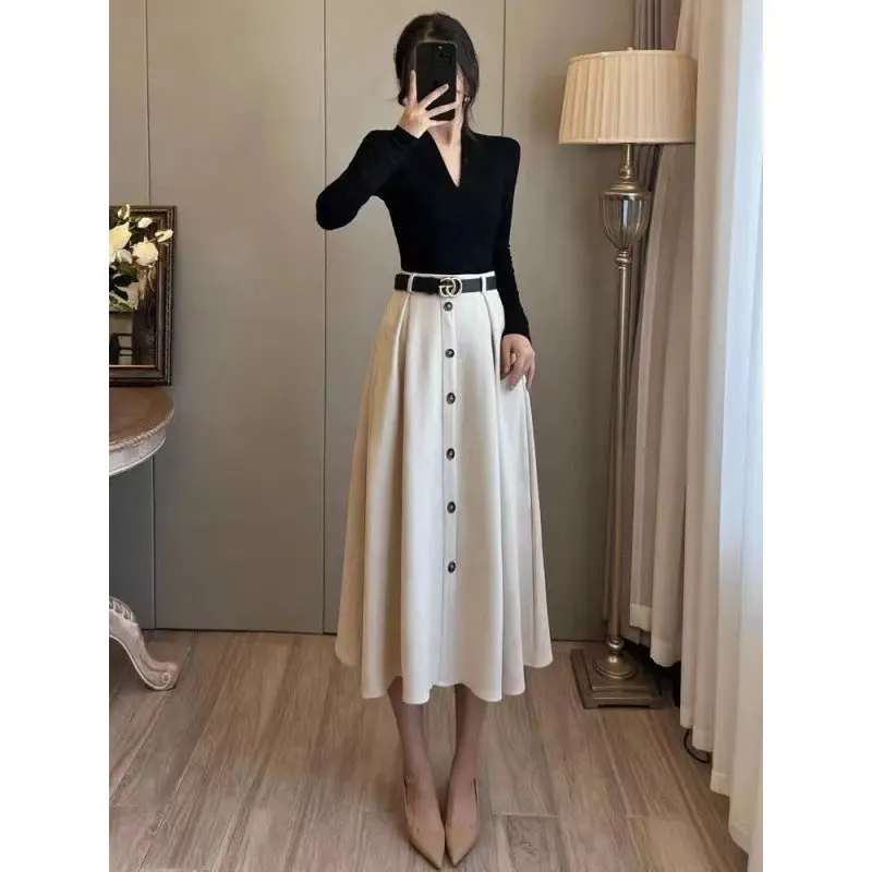 Two Pieces Suit Women's Base Velvet Slimming Dress Suit