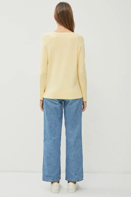V Neck Raglan Sleeve Sweater