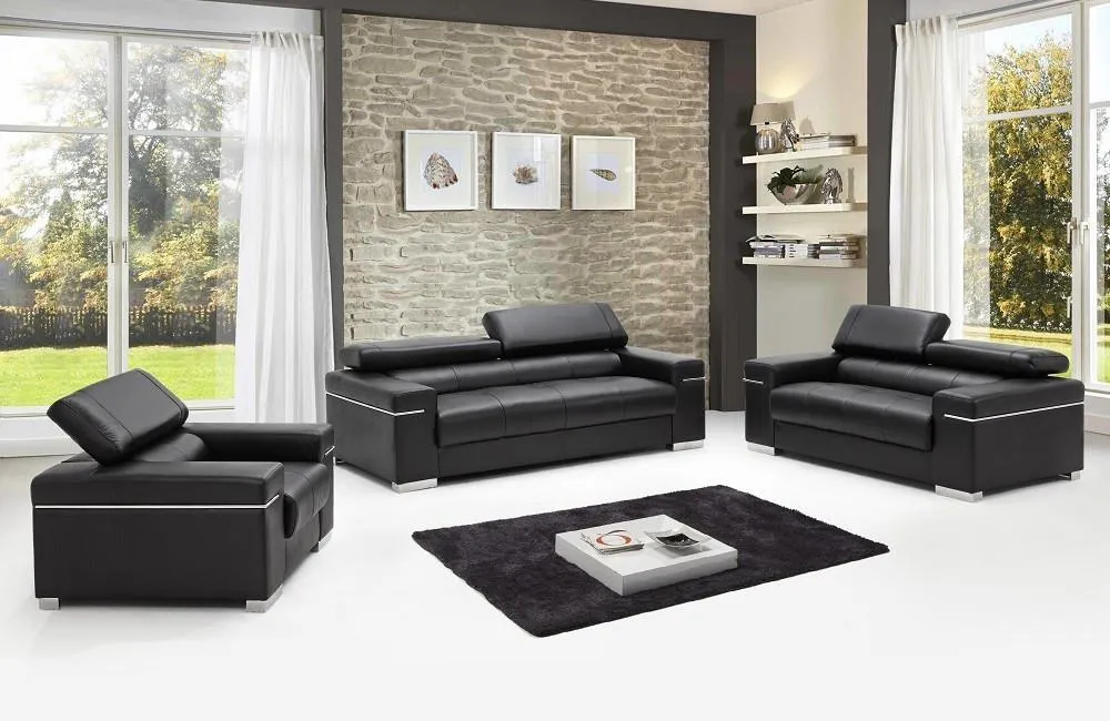 Vista Leather Loveseat in Black