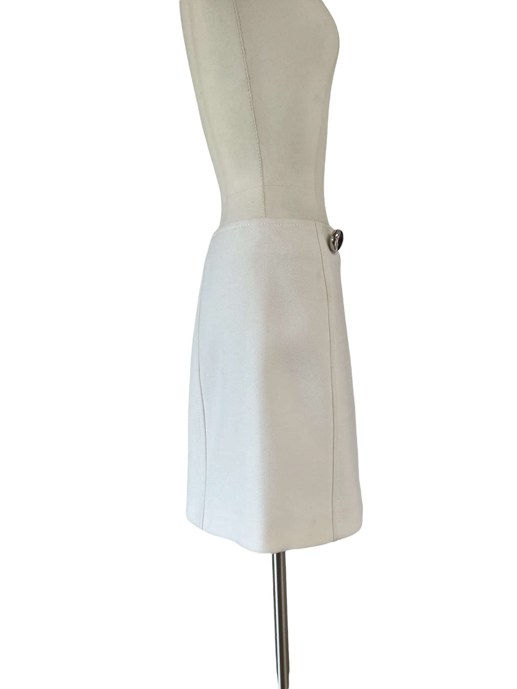 White Wool Jacket and Skirt Set - S