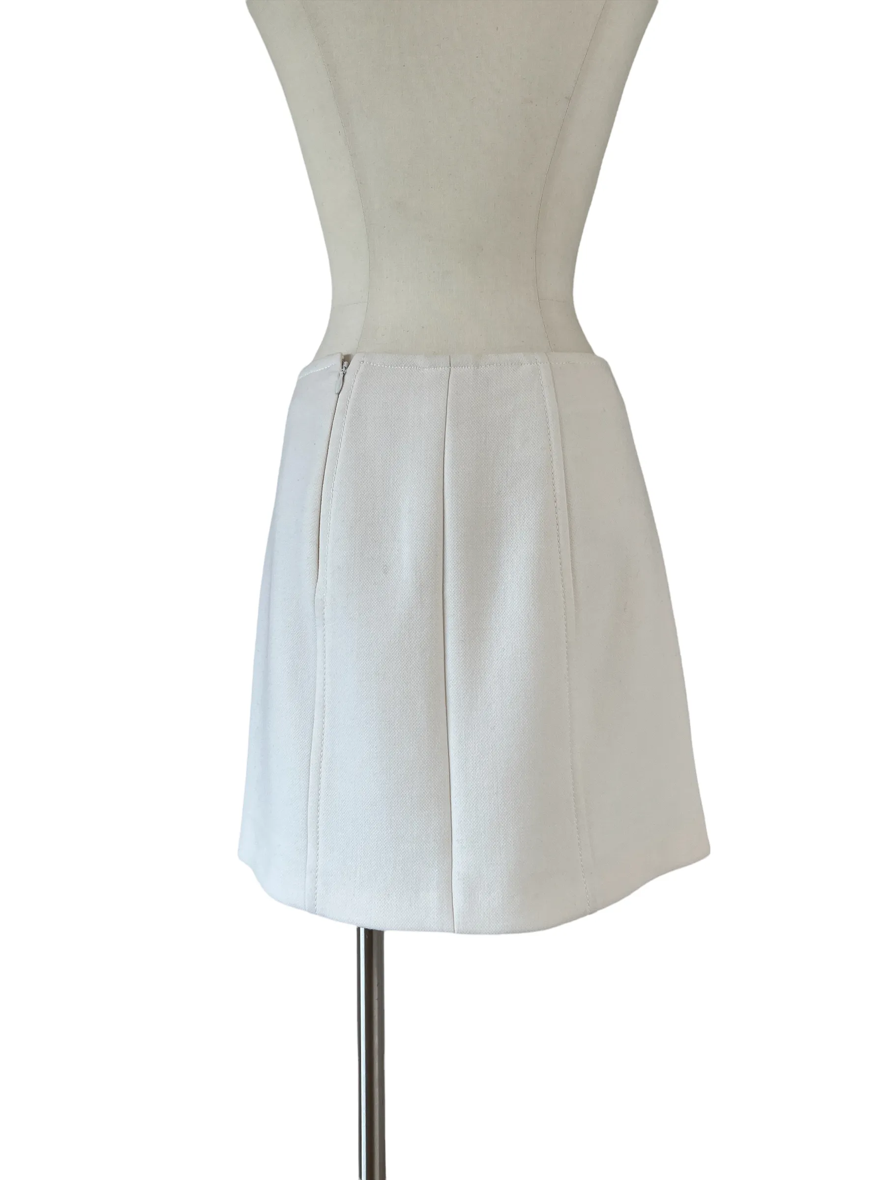 White Wool Jacket and Skirt Set - S