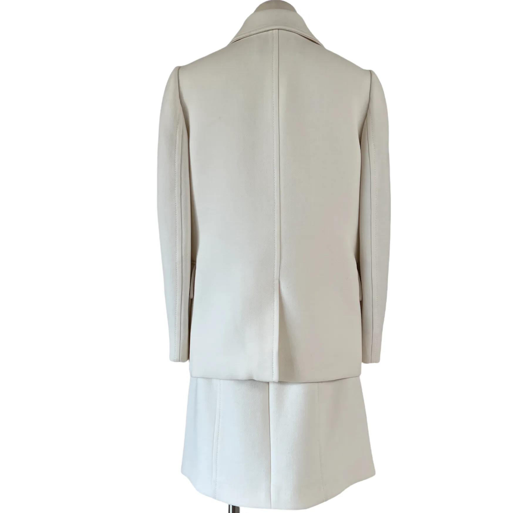 White Wool Jacket and Skirt Set - S