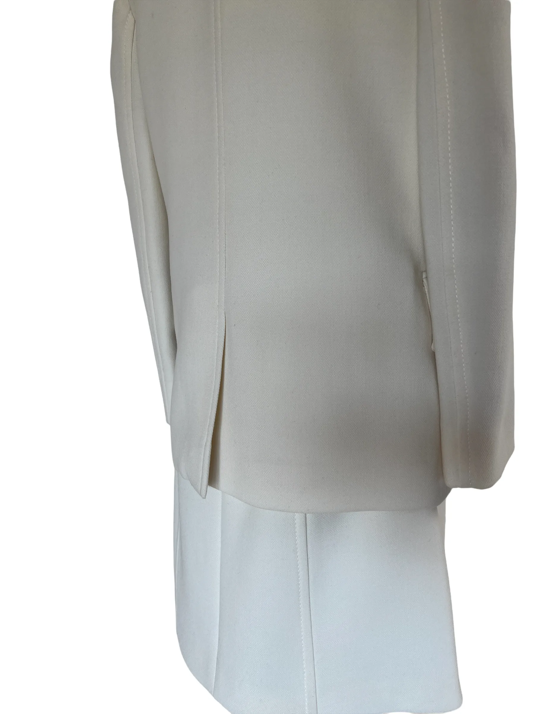 White Wool Jacket and Skirt Set - S