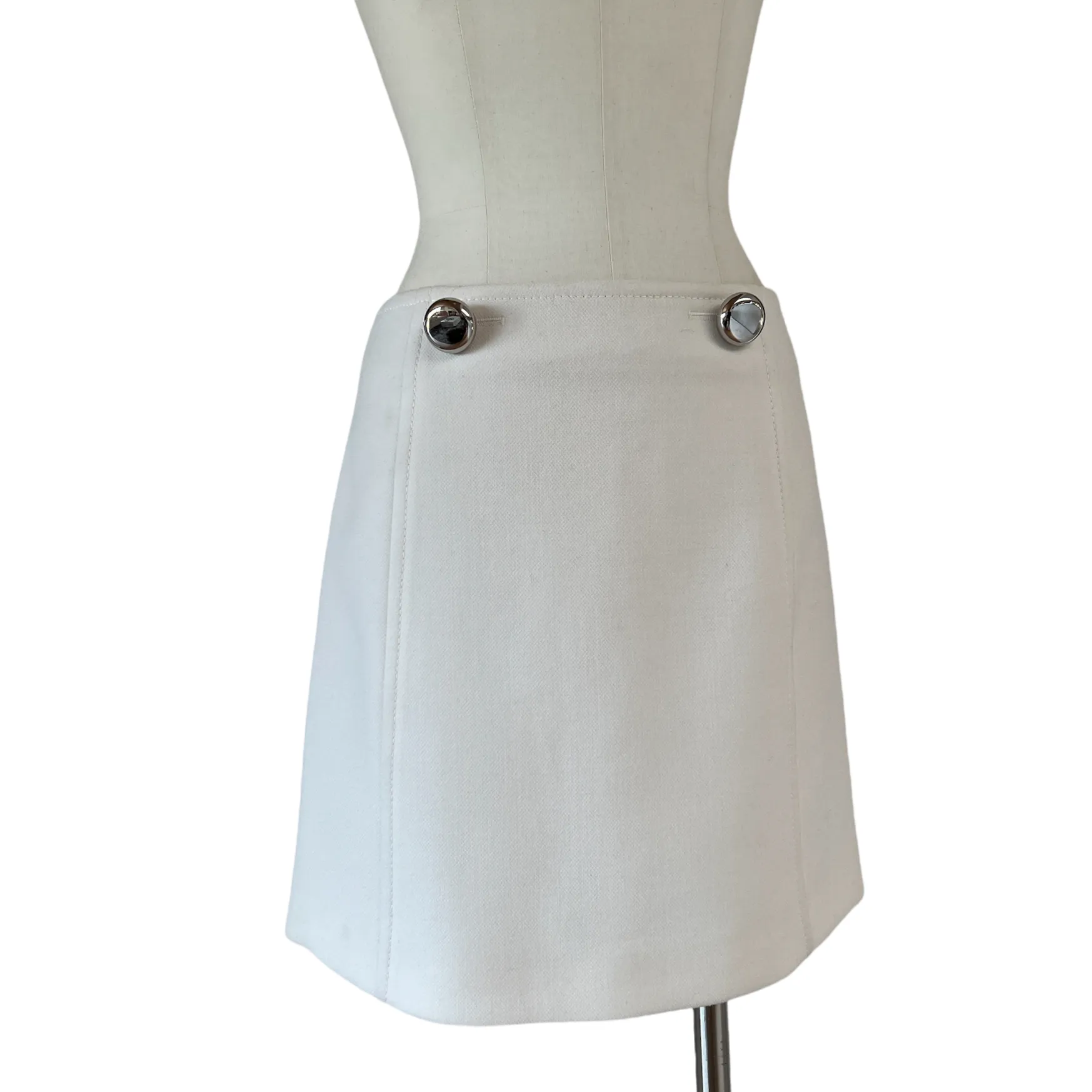 White Wool Jacket and Skirt Set - S