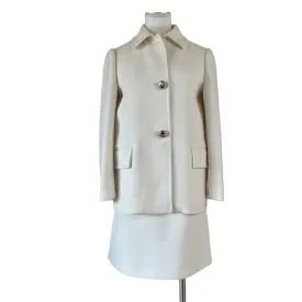 White Wool Jacket and Skirt Set - S