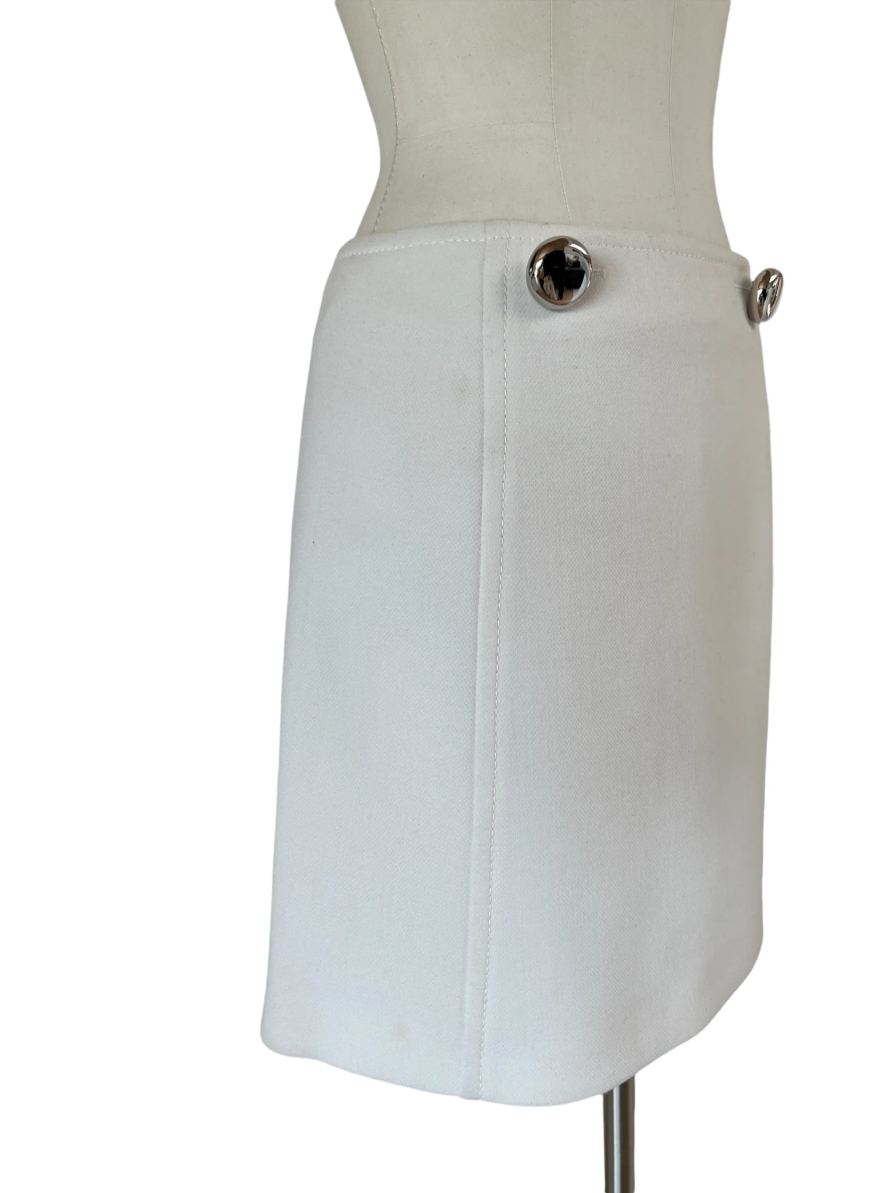 White Wool Jacket and Skirt Set - S