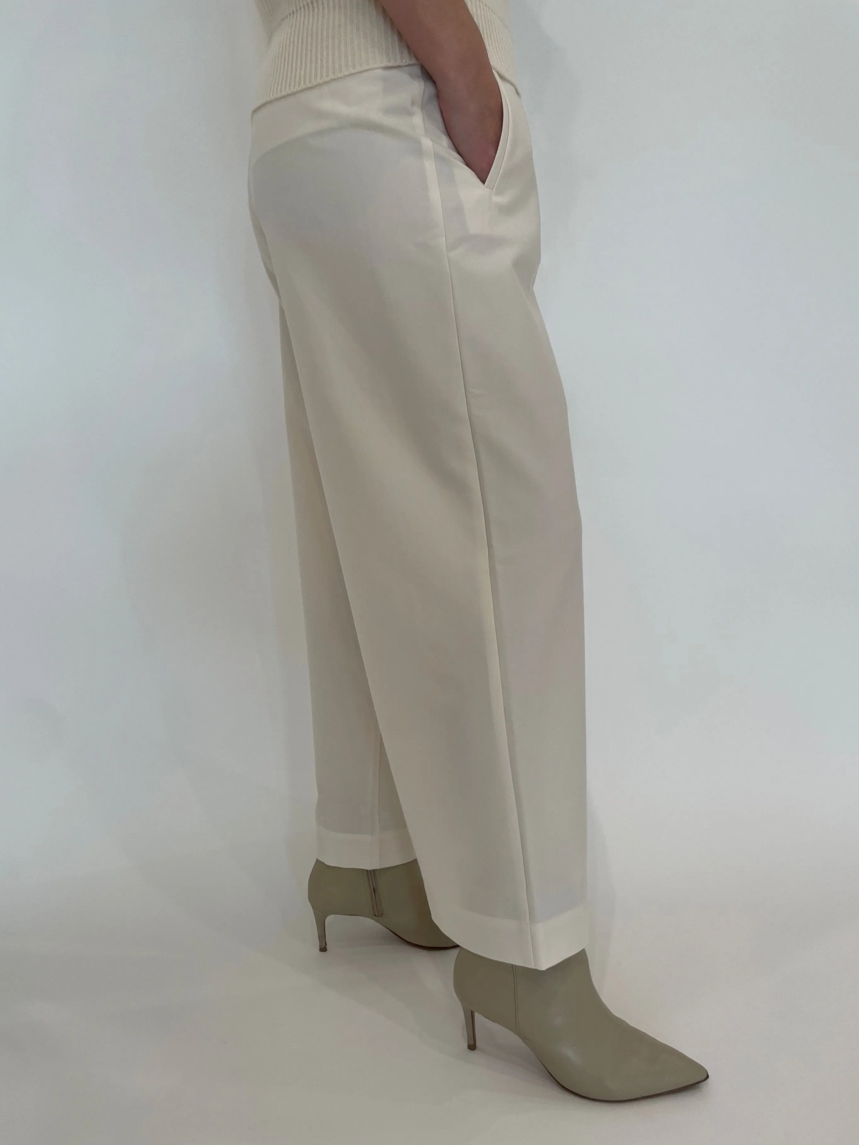 Wide Leg Pull-On Pants - Winter White