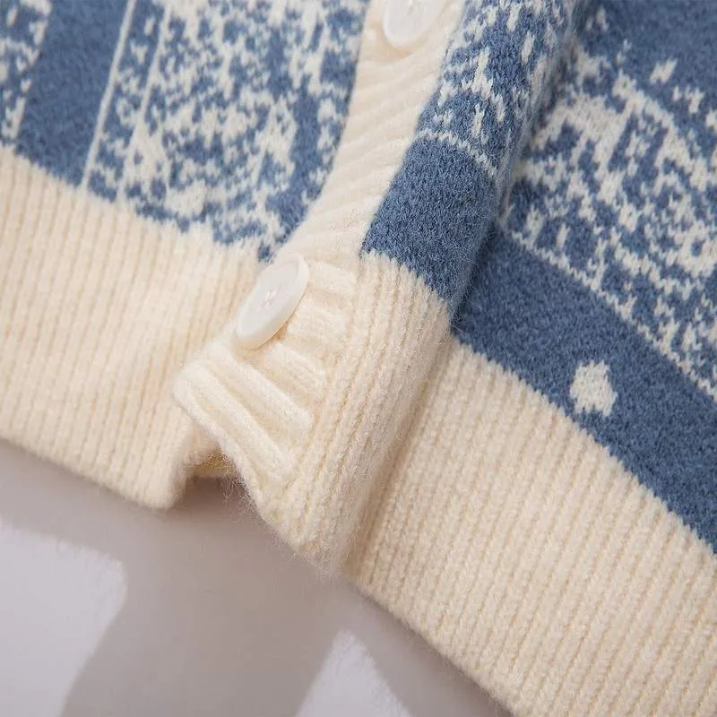 WLS Embroidered Vintage Pattern Buttons Closure Cardigan Sweater