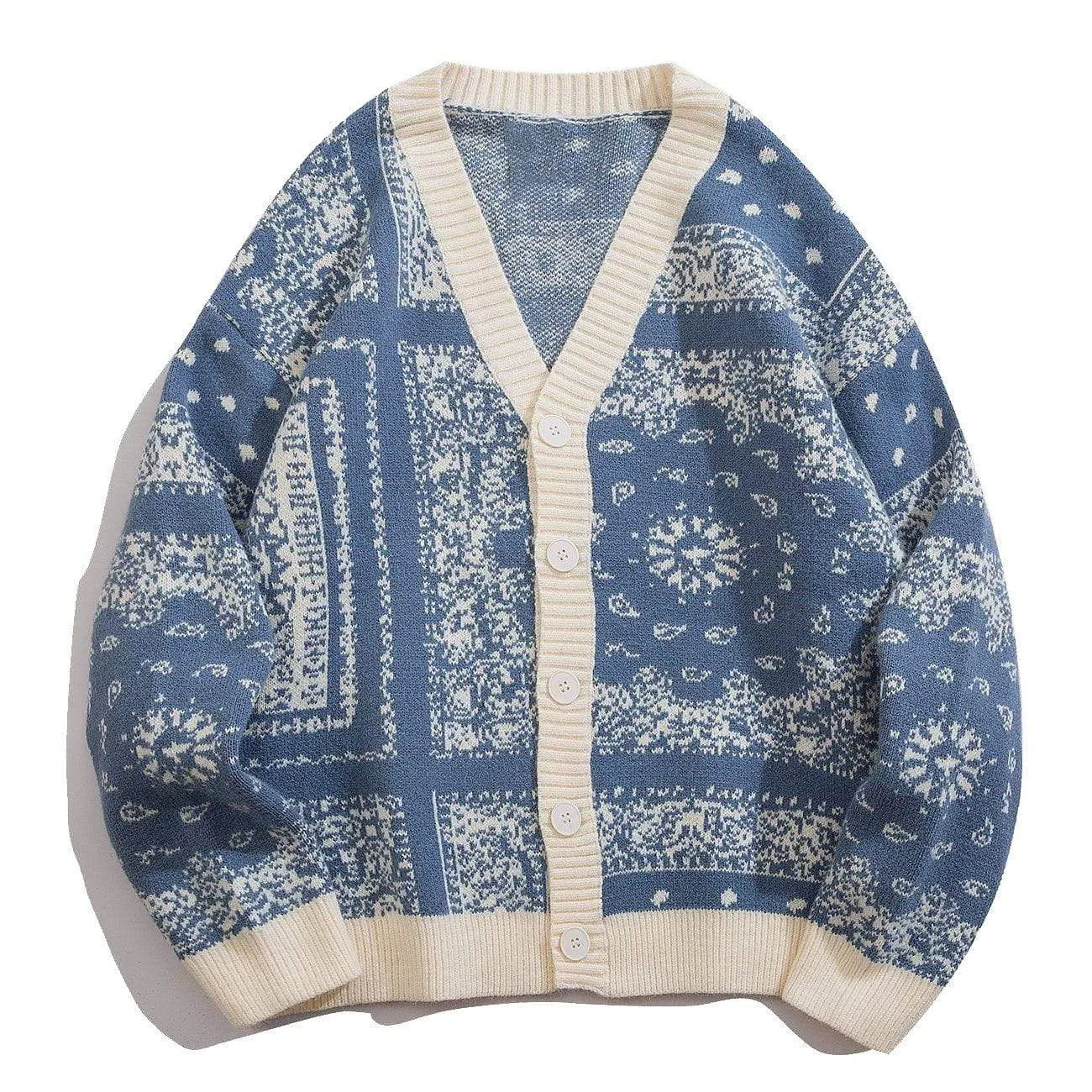 WLS Embroidered Vintage Pattern Buttons Closure Cardigan Sweater