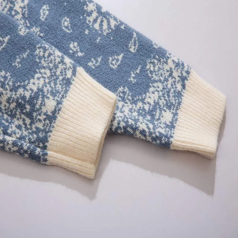 WLS Embroidered Vintage Pattern Buttons Closure Cardigan Sweater