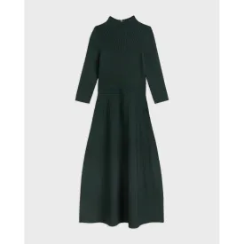 Women Franeyy-High Neck Knitted Midi Dress - Dark-Green