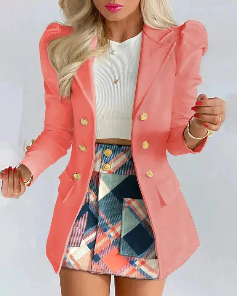 Women  Slim fitted Formal Fashion Short Skirt suit co ord skirt set for women