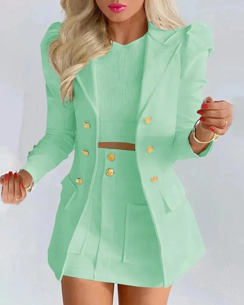 Women  Slim fitted Formal Fashion Short Skirt suit co ord skirt set for women