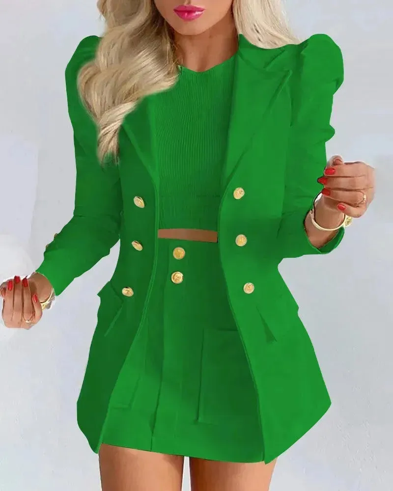 Women  Slim fitted Formal Fashion Short Skirt suit co ord skirt set for women