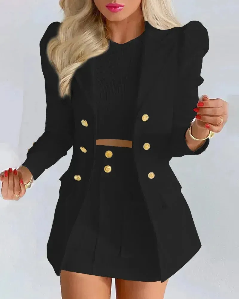 Women  Slim fitted Formal Fashion Short Skirt suit co ord skirt set for women