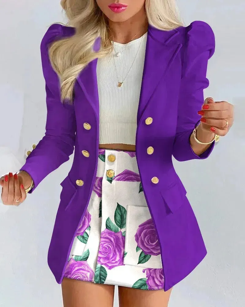 Women  Slim fitted Formal Fashion Short Skirt suit co ord skirt set for women