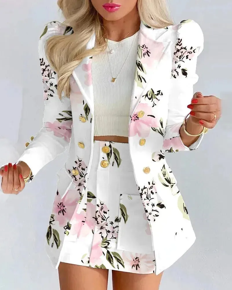 Women  Slim fitted Formal Fashion Short Skirt suit co ord skirt set for women