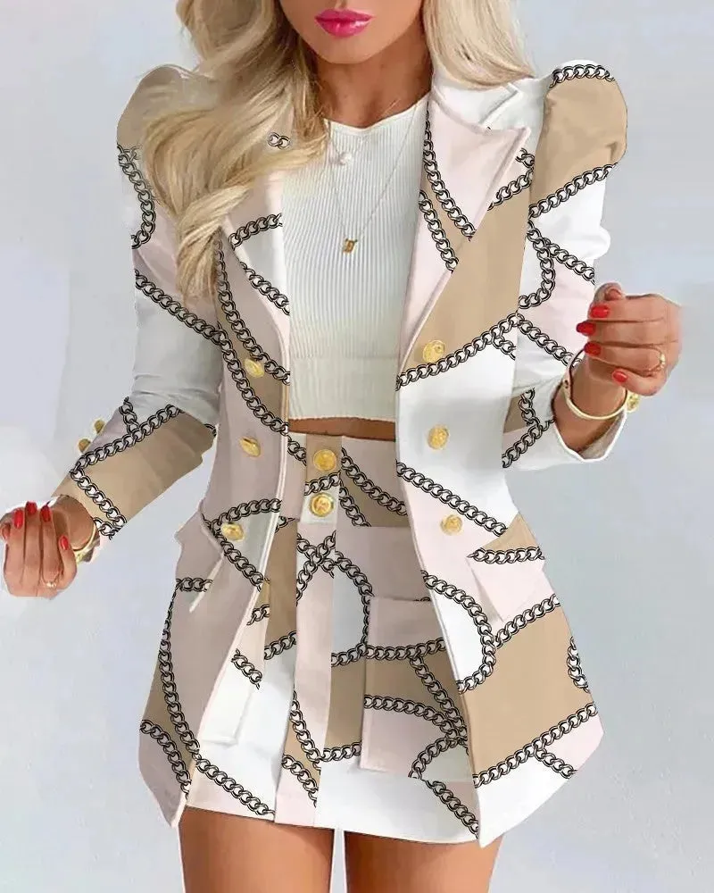 Women  Slim fitted Formal Fashion Short Skirt suit co ord skirt set for women
